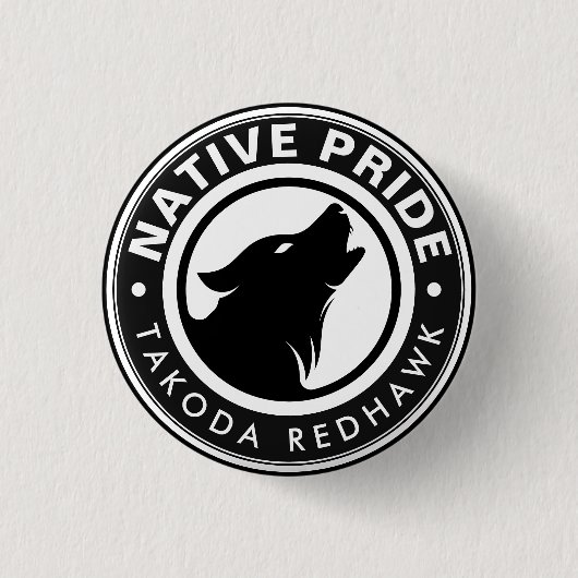 Native American Wolf Logo Personalized Name Button (Vorderseite)