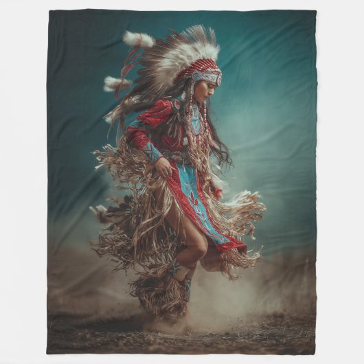 Native American Woman Throw Blanket Fleecedecke (Vorderseite)