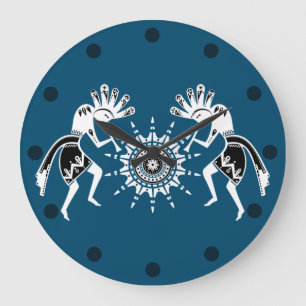 Native Americans Culture - Sun Dancing Kokopelli 2 Große Wanduhr