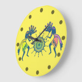 Native Americans Culture - Sun Dancing Kokopelli 5 Große Wanduhr (Winkel)