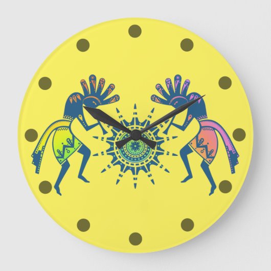 Native Americans Culture - Sun Dancing Kokopelli 5 Große Wanduhr (Vorderseite)