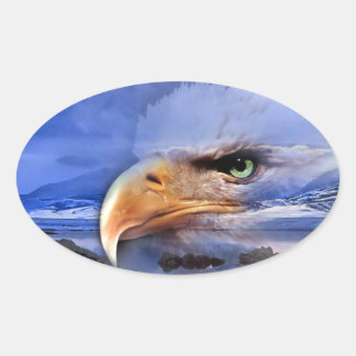 NATIVE AMERIKANER / WOLF SPIRIT ART OVALER AUFKLEBER