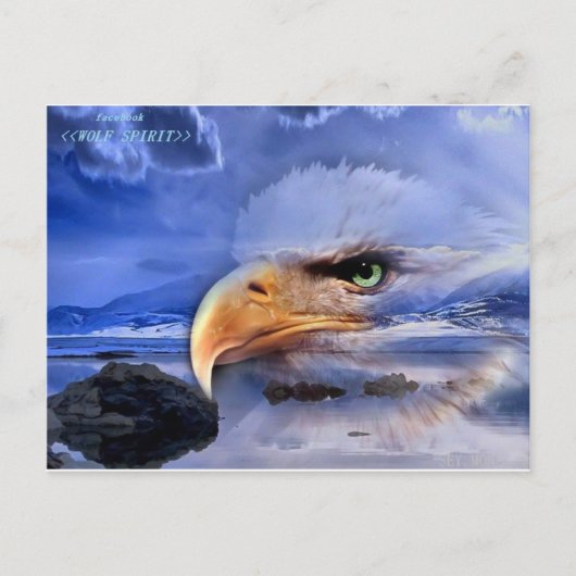 NATIVE AMERIKANER / WOLF SPIRIT ART POSTKARTE (Vorderseite)