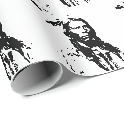 NATIVE AMERIKANISCHE CHIEF CRAZY HORSE IN SCHWARZ  GESCHENKPAPIER (Rolleneckpunkt)