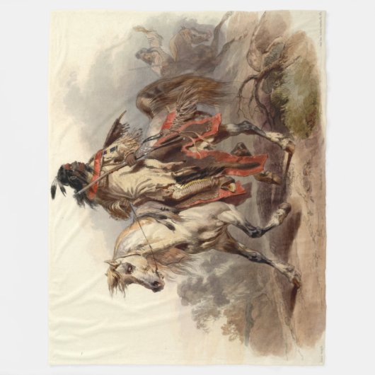 NATIVE AMERIKANISCHE KRIEGERIN FLEECEDECKE (Vorderseite)