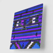 Native Amerikanische Ureinwohner Blue Textur Quadratische Wanduhr (Winkel)