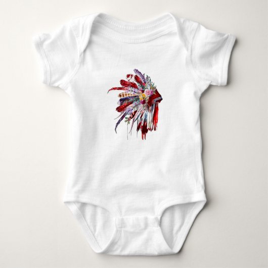Native amerikanische Ureinwohner Blume mit Silhoue Baby Strampler (Vorderseite)