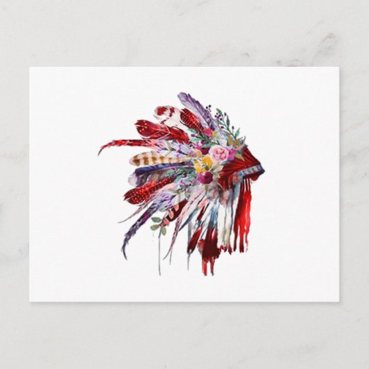 Native amerikanische Ureinwohner Blume mit Silhoue Postkarte (Vorderseite)