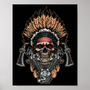 Native Amerikanische Ureinwohner Chief Skull Motor Poster
