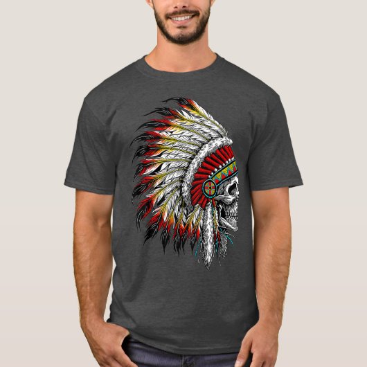 Native Amerikanische Ureinwohner Chief Skull Motor T-Shirt (Vorderseite)