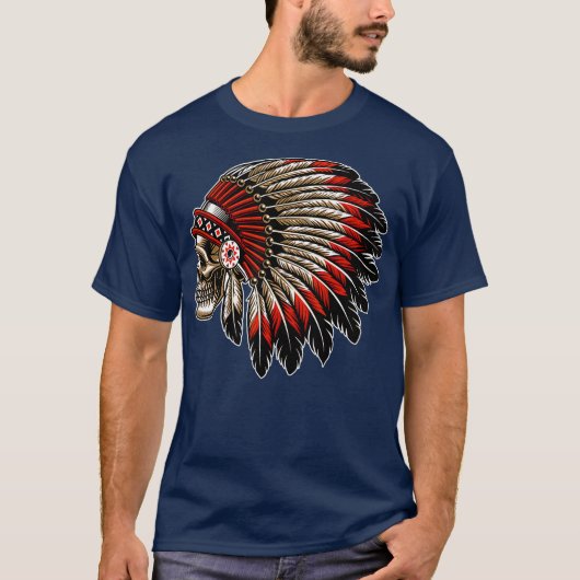 Native Amerikanische Ureinwohner Chief Skull Motor T-Shirt (Vorderseite)