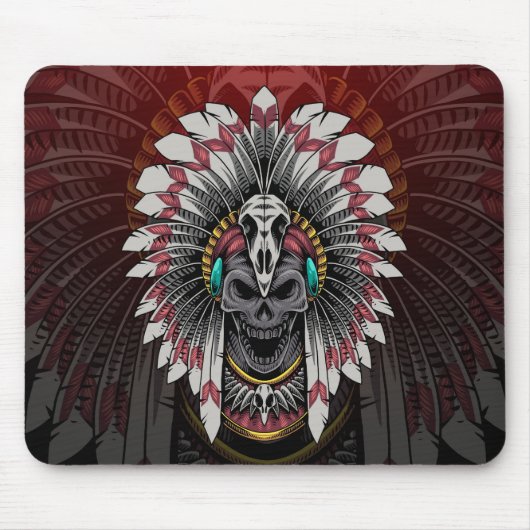 Native Amerikanische Ureinwohner Chief Skull Mousepad (Vorne)
