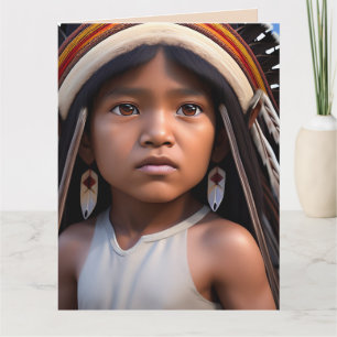 NATIVE AMERIKANISCHE UREINWOHNER GIRL ART GEBURTST KARTE