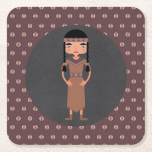 Native Amerikanische Ureinwohner Girl Birthday Par Rechteckiger Pappuntersetzer