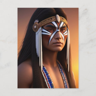 NATIVE AMERIKANISCHE UREINWOHNER HANDSOMOME YOUNG POSTKARTE