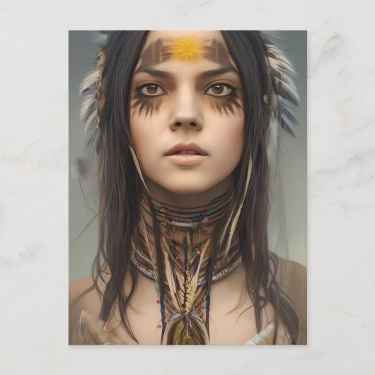 NATIVE AMERIKANISCHE UREINWOHNER HÜBSCH YOUNG FRAM POSTKARTE (Vorderseite)