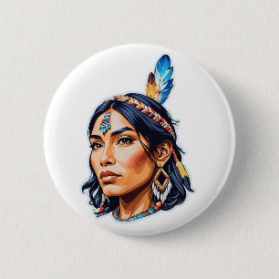 Native Amerikanische Ureinwohner Lady Button