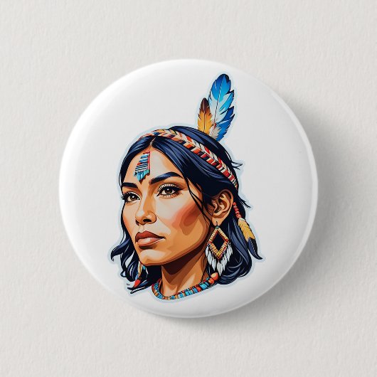 Native Amerikanische Ureinwohner Lady Button (Vorderseite)