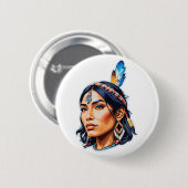 Native Amerikanische Ureinwohner Lady Button (Vorne & Hinten)