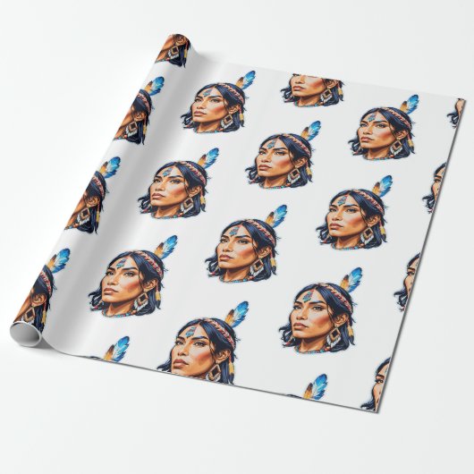Native Amerikanische Ureinwohner Lady Geschenkpapier (Ungerollt)