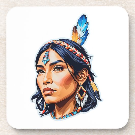 Native Amerikanische Ureinwohner Lady Getränkeuntersetzer (Vorderseite)