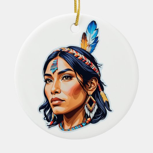 Native Amerikanische Ureinwohner Lady Keramik Ornament (Vorne)
