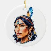 Native Amerikanische Ureinwohner Lady Keramik Ornament (Hinten)