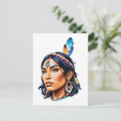 Native Amerikanische Ureinwohner Lady Postkarte (Stehend Vorderseite)