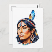 Native Amerikanische Ureinwohner Lady Postkarte (Vorne/Hinten)