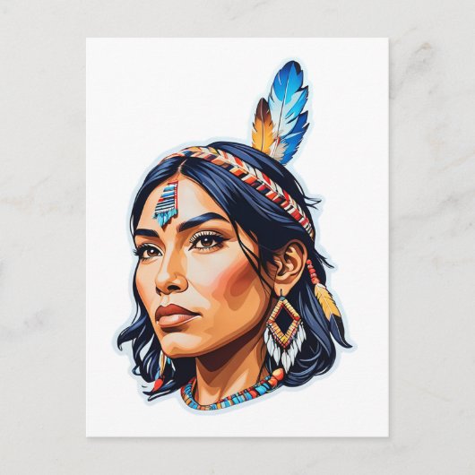 Native Amerikanische Ureinwohner Lady Postkarte (Vorderseite)