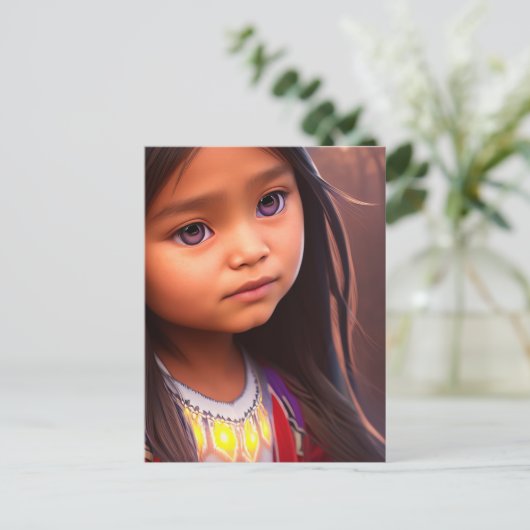 NATIVE AMERIKANISCHE UREINWOHNER LITTLE GIRL ART P POSTKARTE (Stehend Vorderseite)
