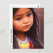 NATIVE AMERIKANISCHE UREINWOHNER LITTLE GIRL ART P POSTKARTE (Vorne/Hinten)