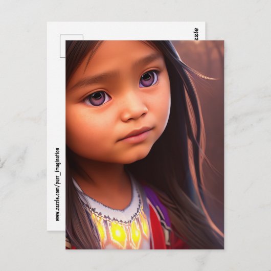 NATIVE AMERIKANISCHE UREINWOHNER LITTLE GIRL ART P POSTKARTE (Vorne/Hinten)