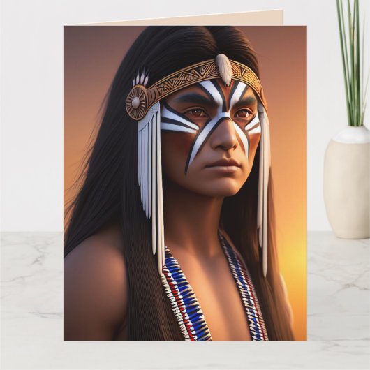 NATIVE AMERIKANISCHE UREINWOHNER MAN ART BIRTHDAY  KARTE (Vorderseite)