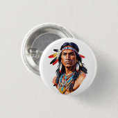 Native Amerikanische Ureinwohner Man Button (Vorne & Hinten)