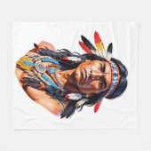 Native Amerikanische Ureinwohner Man Fleecedecke (Vorderseite (Horizontal))
