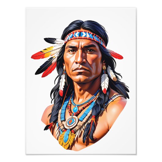 Native Amerikanische Ureinwohner Man Fotodruck (Vorne)