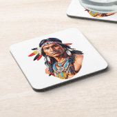 Native Amerikanische Ureinwohner Man Getränkeuntersetzer (Linke Seite)