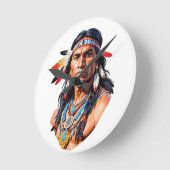 Native Amerikanische Ureinwohner Man Runde Wanduhr (Winkel)