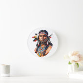 Native Amerikanische Ureinwohner Man Runde Wanduhr (Zuhause)