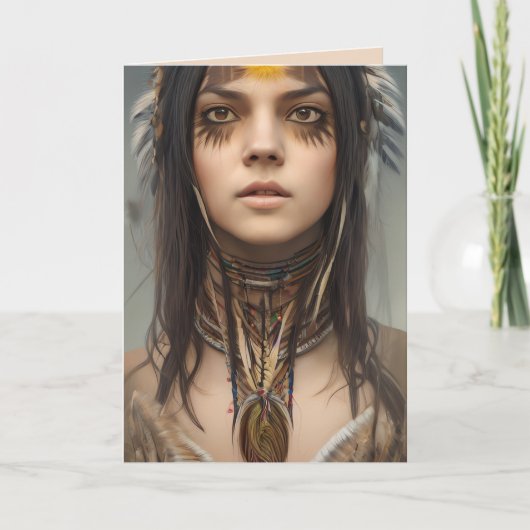 NATIVE AMERIKANISCHE UREINWOHNER MIRL ART BIRTHDAY KARTE (Vorderseite)