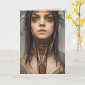 NATIVE AMERIKANISCHE UREINWOHNER MIRL ART BIRTHDAY KARTE (Gelbe Blume)