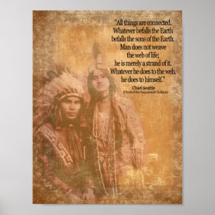 Native Amerikanische Ureinwohner Pole Chief Seattl Poster