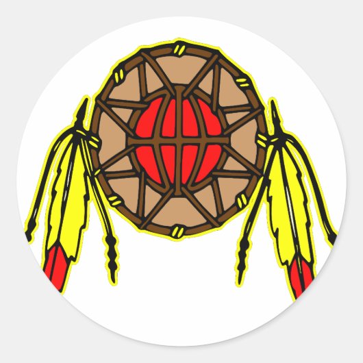 Native Amerikanische Ureinwohner Runder Aufkleber (Vorderseite)