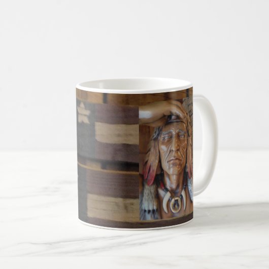 Native Amerikanische Ureinwohner Skulptur mit Fuch Kaffeetasse (VorderseiteRechts)