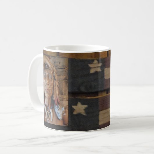Native Amerikanische Ureinwohner Skulptur mit Fuch Kaffeetasse (Vorderseite Links)