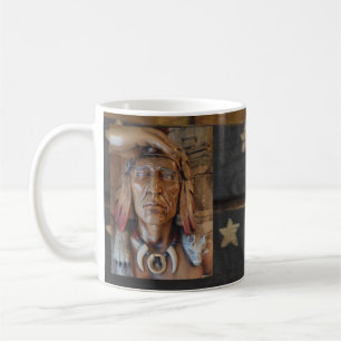 Native Amerikanische Ureinwohner Skulptur mit Fuch Kaffeetasse
