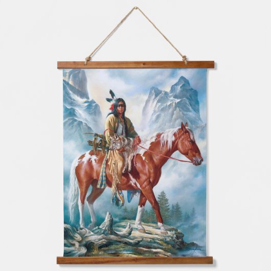 Native Amerikanische Ureinwohner Southwest Art Wal Wandteppich Mit Holzrahmen (Vorderseite)