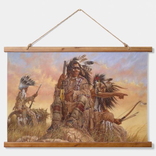 Native Amerikanische Ureinwohner Southwest Art Wal Wandteppich Mit Holzrahmen (Vorne)