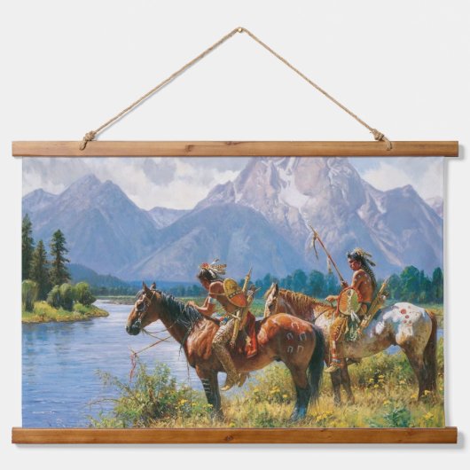 Native Amerikanische Ureinwohner Southwest Art Wal Wandteppich Mit Holzrahmen (Vorne)